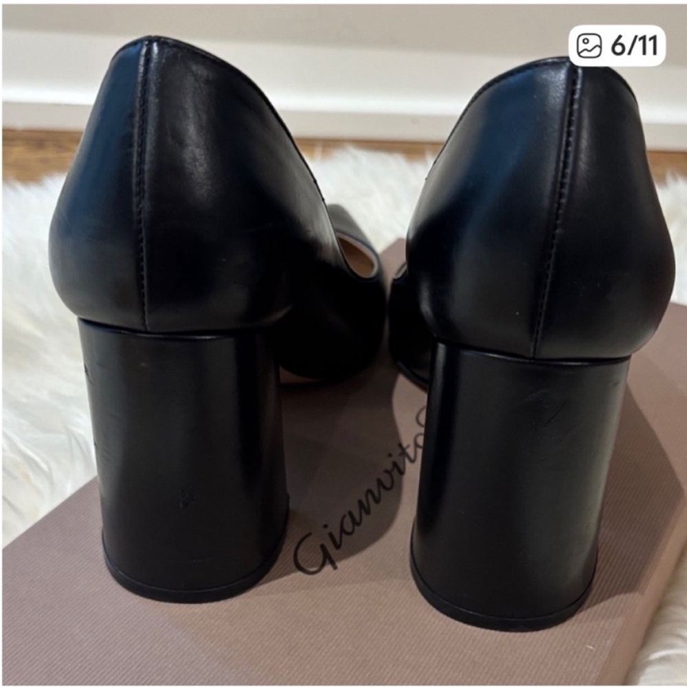 Gianvito Rossi Elegant Black Leather Block Heels Sz:37 - Picture 6 of 11